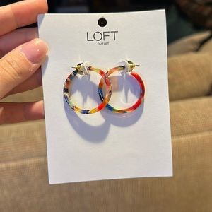 LOFT decorative colorful hoop earrings never worn